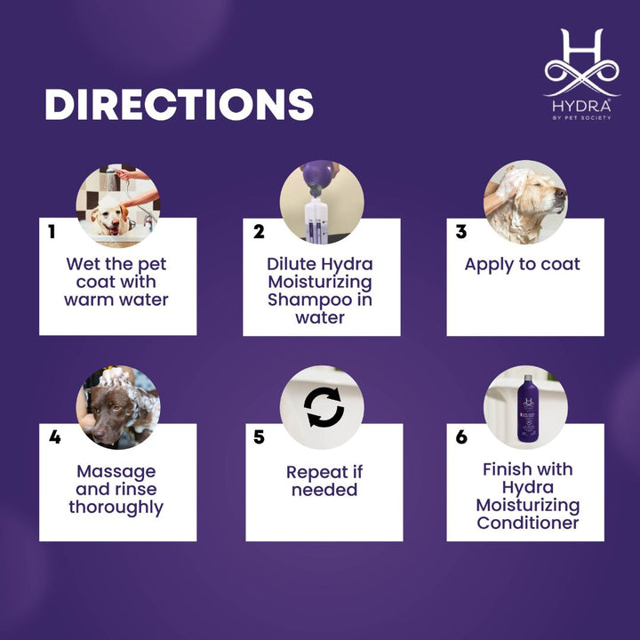 Hydra Professional Moisturizing Pet Shampoo, 1 litre, Hydrating dog shampoo, shines the coat dog shampoo, Shining coat shampoo, gentle dog shampoo, buy dog shampoo for sensitive dogs, long coat dog shampoo, Hydra short coat shampoo