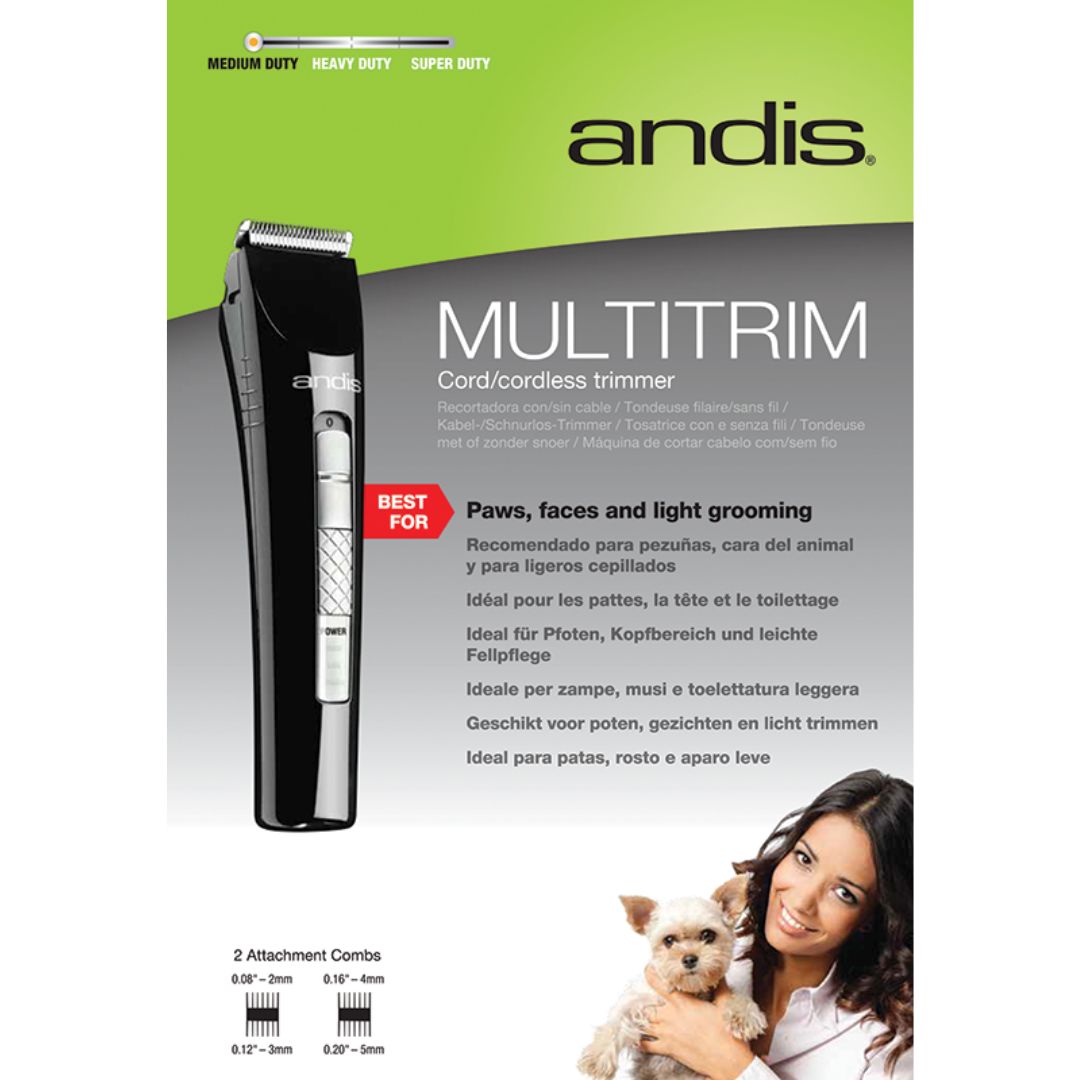 Best pet trimmer for home use - Andis Multi Trim Cordless Dog Trimmer, 90-Minute Runtime, LED Power Indicator, Comfortable and Controlled Trimming