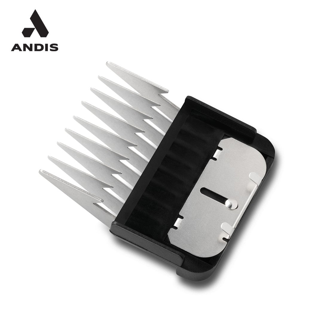 Universal Stainless Steel Combs, Andis grooming combs, Stainless Steel comb set for groomers, 8-piece grooming comb set, Professional grooming attachment combs, Color-coded grooming combs, Stainless steel attachment combs, Dog grooming combs set, Detachable blade comb set, Pet grooming combs, Andis grooming accessories, Stainless steel combs for clippers, Grooming comb set for pets, Professional clipper comb attachments, Stainless steel combs for grooming.