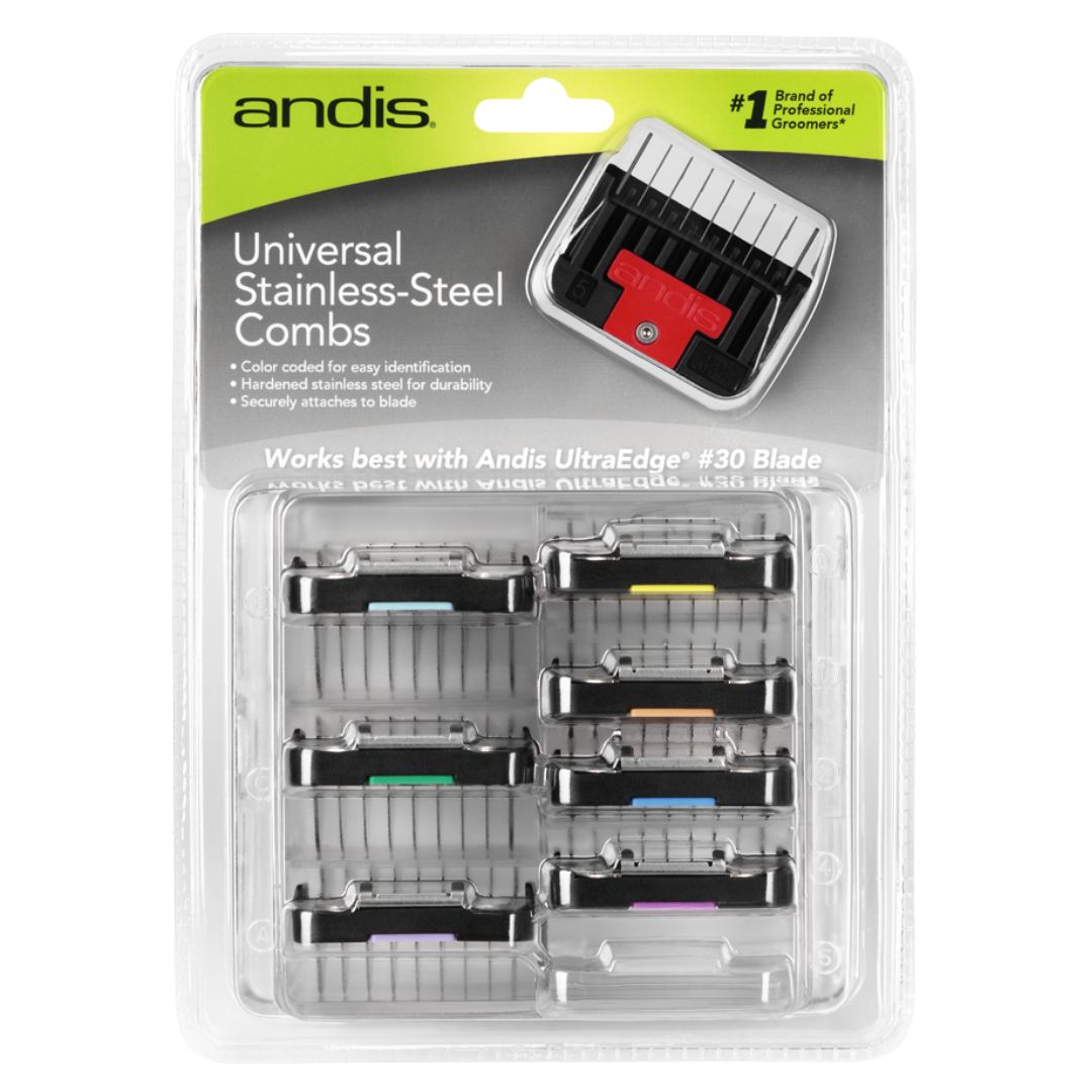 Andis Universal Stainless Steel Combs 8-Piece Set