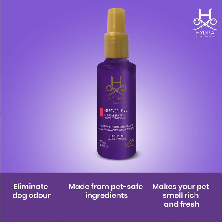 Hydra Groomers Forever Love Cologne for pets, 130 ml, Natural and fresh Pet Cologne Spray, Pet Cologne Spray Cats and Dogs, Long-lasting Pet Cologne formula, Good Cologne, Stress reliever Pet Cologne, Fragrance Spray Pet Cologne, Remove dog odor, Best Pet Cologne, Affordable Pet Cologne, Best cologne for cats and dogs, Forever love for cats and dogs cologne