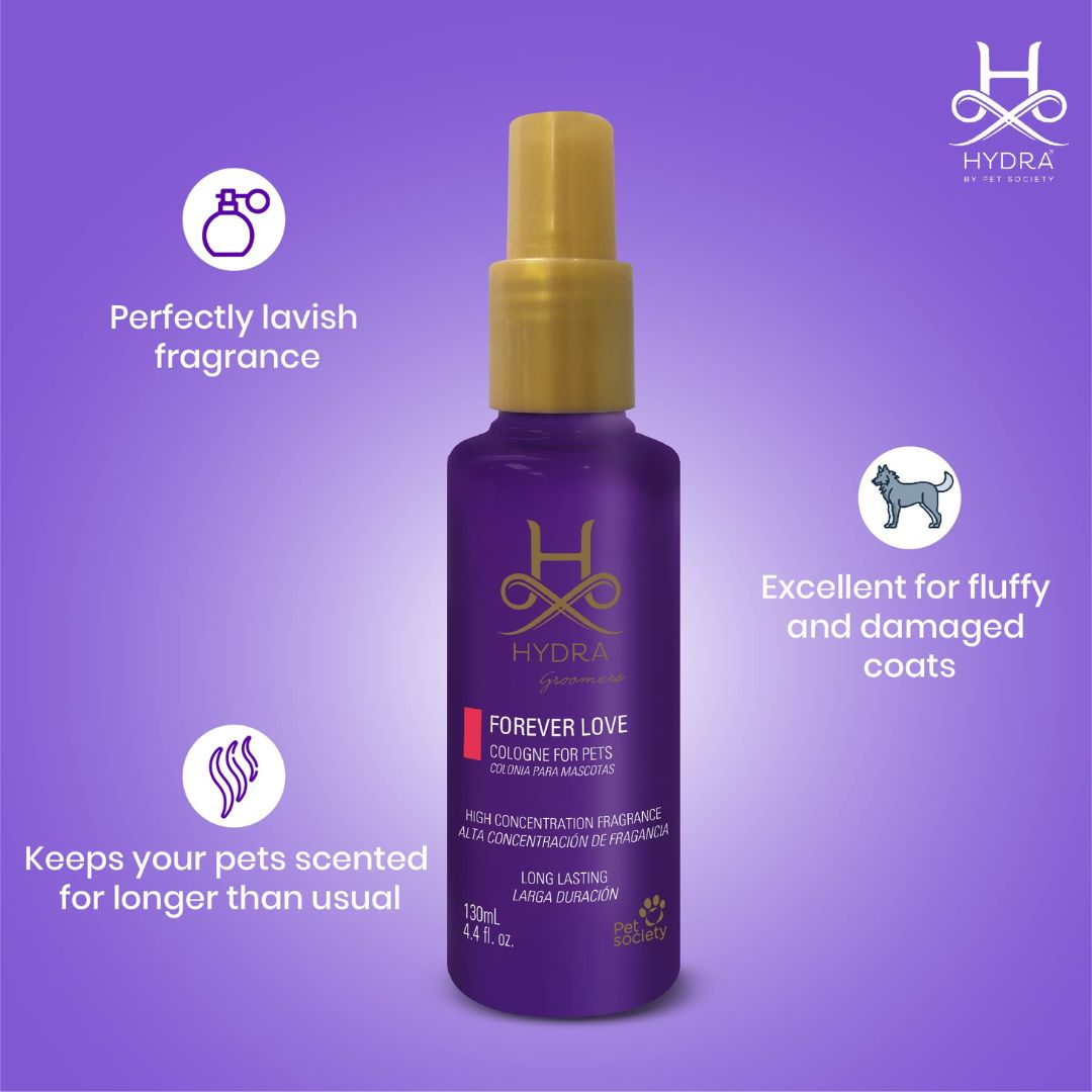 Hydra Groomers Forever Love Cologne for pets, 130 ml, Natural and fresh Pet Cologne Spray, Pet Cologne Spray Cats and Dogs, Long-lasting Pet Cologne formula, Good Cologne, Stress reliever Pet Cologne, Fragrance Spray Pet Cologne, Remove dog odor, Best Pet Cologne, Affordable Pet Cologne, Best cologne for cats and dogs, Forever love for cats and dogs cologne