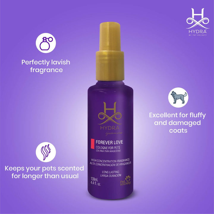 Hydra Groomers Forever Love Cologne for pets, 130 ml, Natural and fresh Pet Cologne Spray, Pet Cologne Spray Cats and Dogs, Long-lasting Pet Cologne formula, Good Cologne, Stress reliever Pet Cologne, Fragrance Spray Pet Cologne, Remove dog odor, Best Pet Cologne, Affordable Pet Cologne, Best cologne for cats and dogs, Forever love for cats and dogs cologne