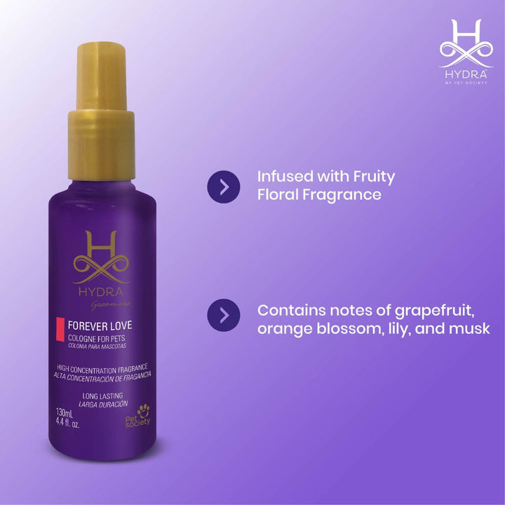 Hydra Groomers Forever Love Cologne for pets, 130 ml, Natural and fresh Pet Cologne Spray, Pet Cologne Spray Cats and Dogs, Long-lasting Pet Cologne formula, Good Cologne, Stress reliever Pet Cologne, Fragrance Spray Pet Cologne, Remove dog odor, Best Pet Cologne, Affordable Pet Cologne, Best cologne for cats and dogs, Forever love for cats and dogs cologne