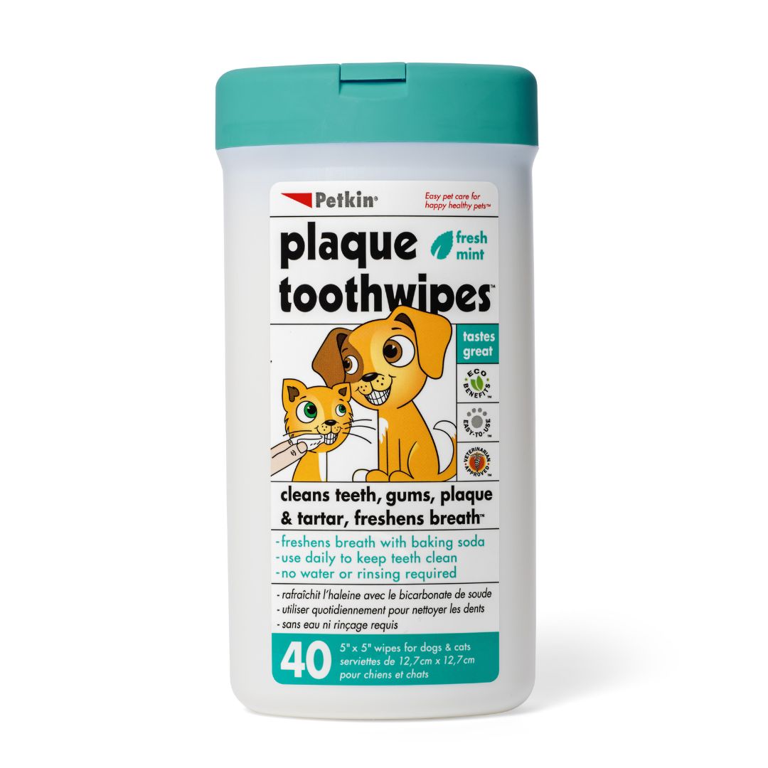 Petkin Plaque Fresh Mint Tooth Wipes for Pets