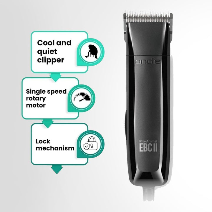 Durable pet clipper - Andis EBC Single Speed Clipper, 2700-3400 SPM speed, anti-rust stainless steel blade, long-lasting and easy maintenance