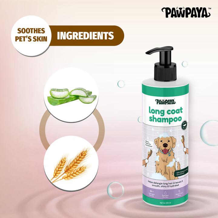 Pawpaya Long Coat Shampoo,  250 ml, ABK Grooming,  Natural dog shampoo  2024, Popular dog shampoo for long coat dogs, Shampoo for long coat dog, Aloe Vera shampoo for dogs, Shampoo for sensitive dogs