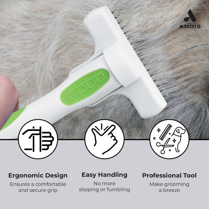 Pet Grooming Tool by Andis – Reduces Shedding by 90% for All Coat Types