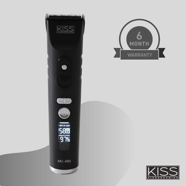 Cordless MC-680 KISS Pet Clipper featuring 3-speed motor up to 6500 RPM, ideal for grooming all coat types with ease