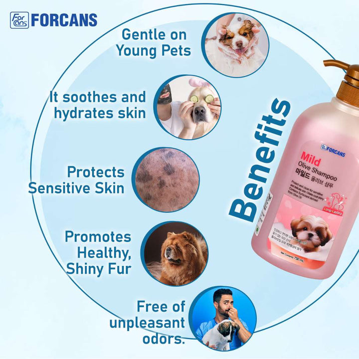 Forcans Mild Olive Shampoo For Dogs, 750 ml