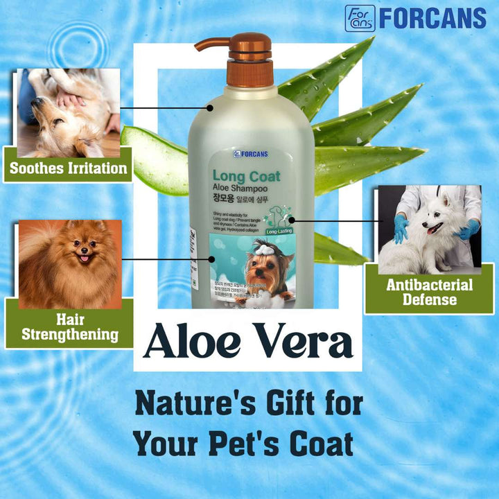 Forcans Aloe Shampoo for Dogs with Long Coats, 750 ml