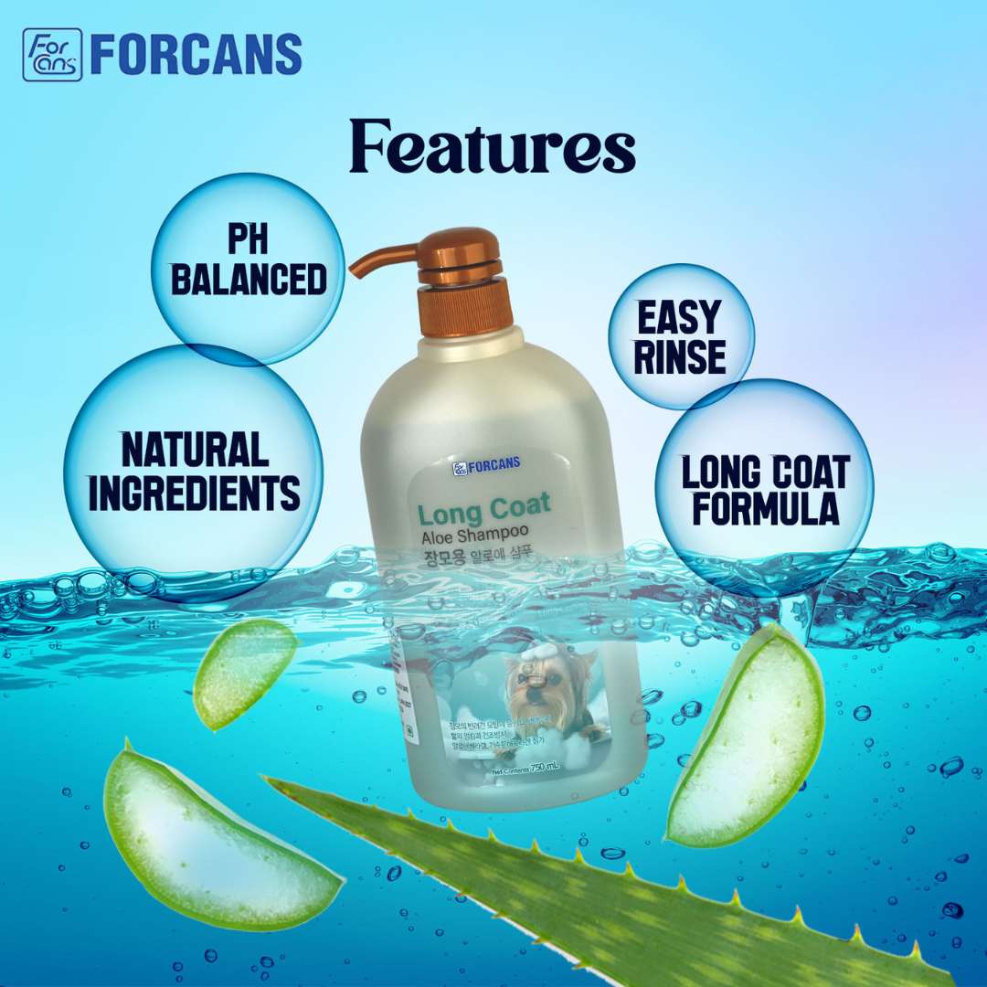 Forcans Aloe Shampoo for Dogs with Long Coats, 750 ml