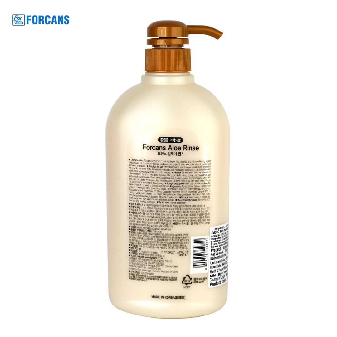 Forcans Aloe Rinse Dog Conditioner, 750 ml