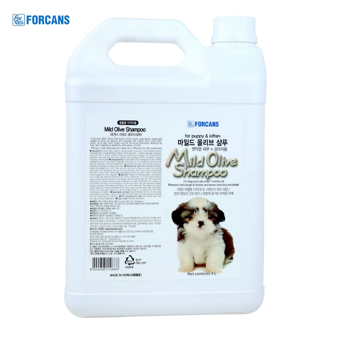 Forcans Mild Olive Shampoo For Dogs 4L