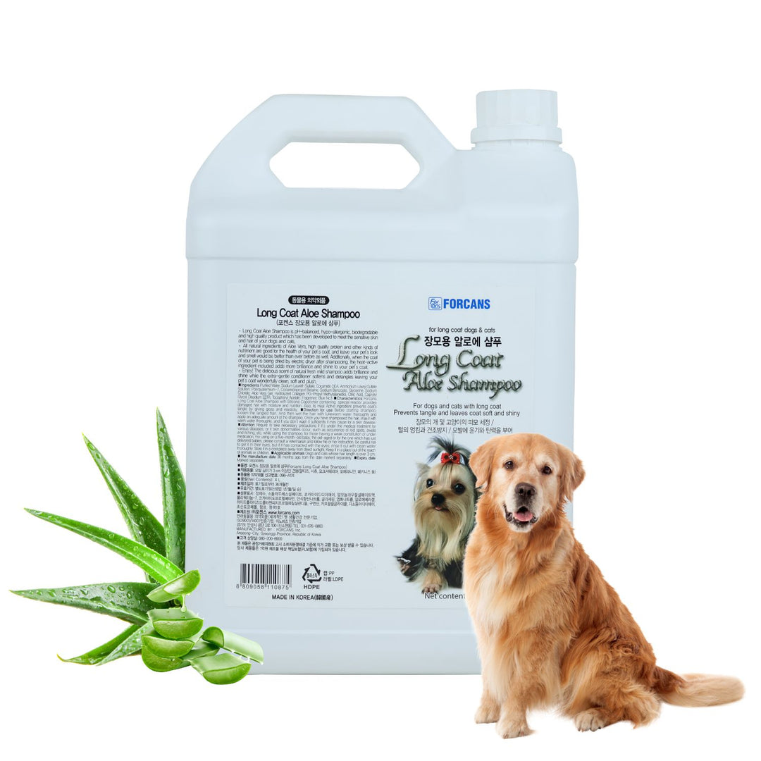 Forcans Long Coat Aloe Dog Shampoo, 4L