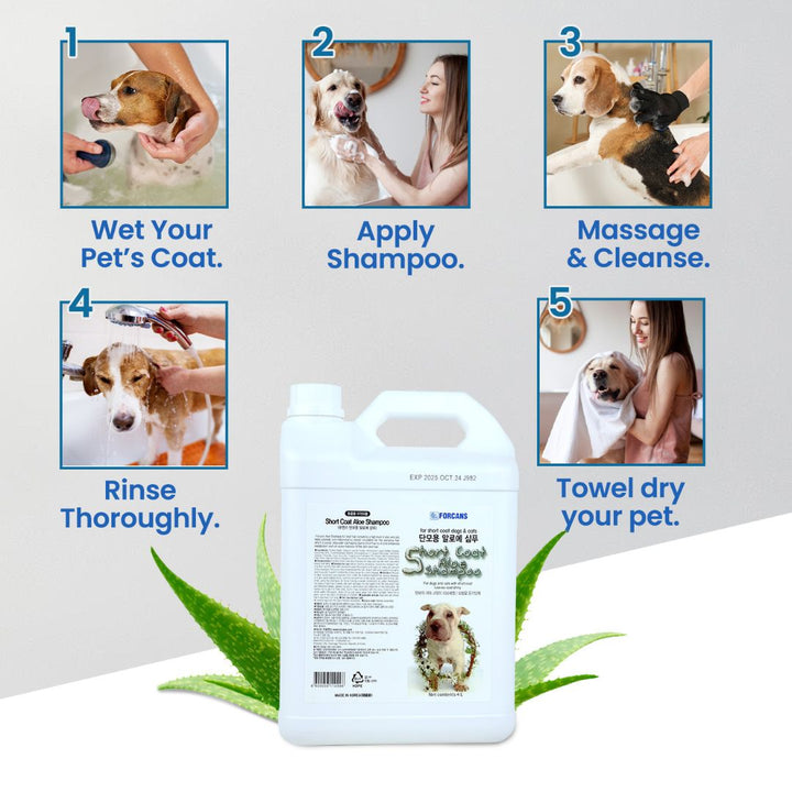 Forcans Short Coat Aloe Dog Grooming Shampoo 4L