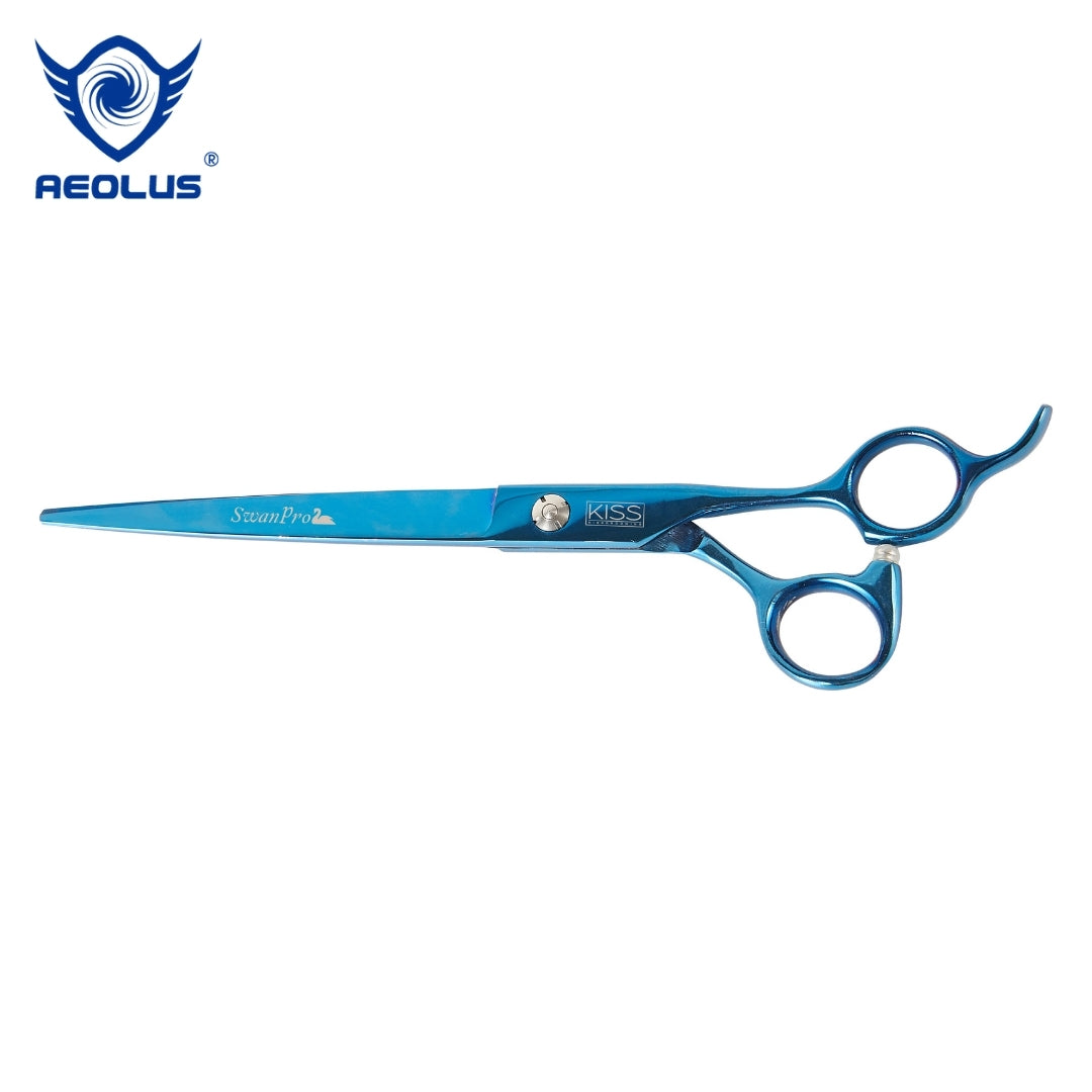 curved pet grooming scissors for detailed work, curved pet grooming scissors for sculpting, curved pet grooming scissors for blending, curved pet grooming scissors for thinning, curved pet grooming scissors for de-shedding, curved pet grooming scissors for grooming dogs with long hair