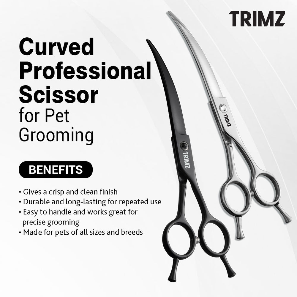 Trimz Premium looking Curved Professional Scissors for Pet Grooming, pet grooming reviews, pet grooming kmart, pet grooming curved scissors, pe tgrooming india, pet supplies plus dog scissors, curved scissors uses, curved dog grooming scissors, curved mayo scissors, curved iris Scissor, curved dog scissor, 