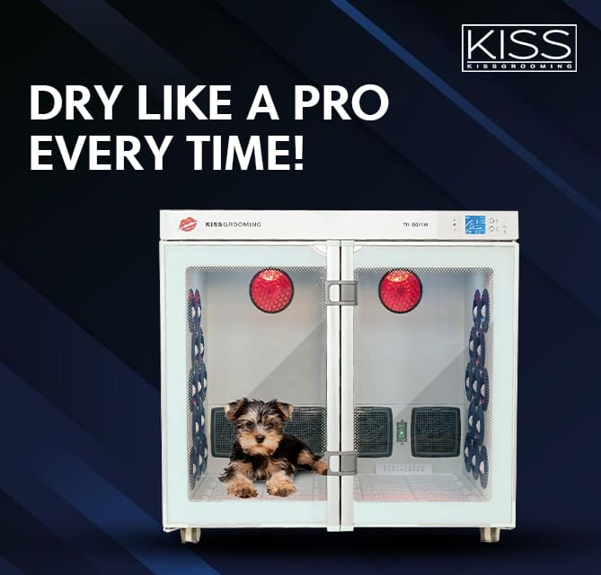 Kiss Grooming Infrared Pet Drying Cabinet for Professional Groomers, Ultra Large, advanced infrared pet dryer for dogs and cats, spacious and efficient drying cabinet, ideal for large pets and multiple pets, professional-grade grooming equipment, safe and quick drying with adjustable temperature settings.