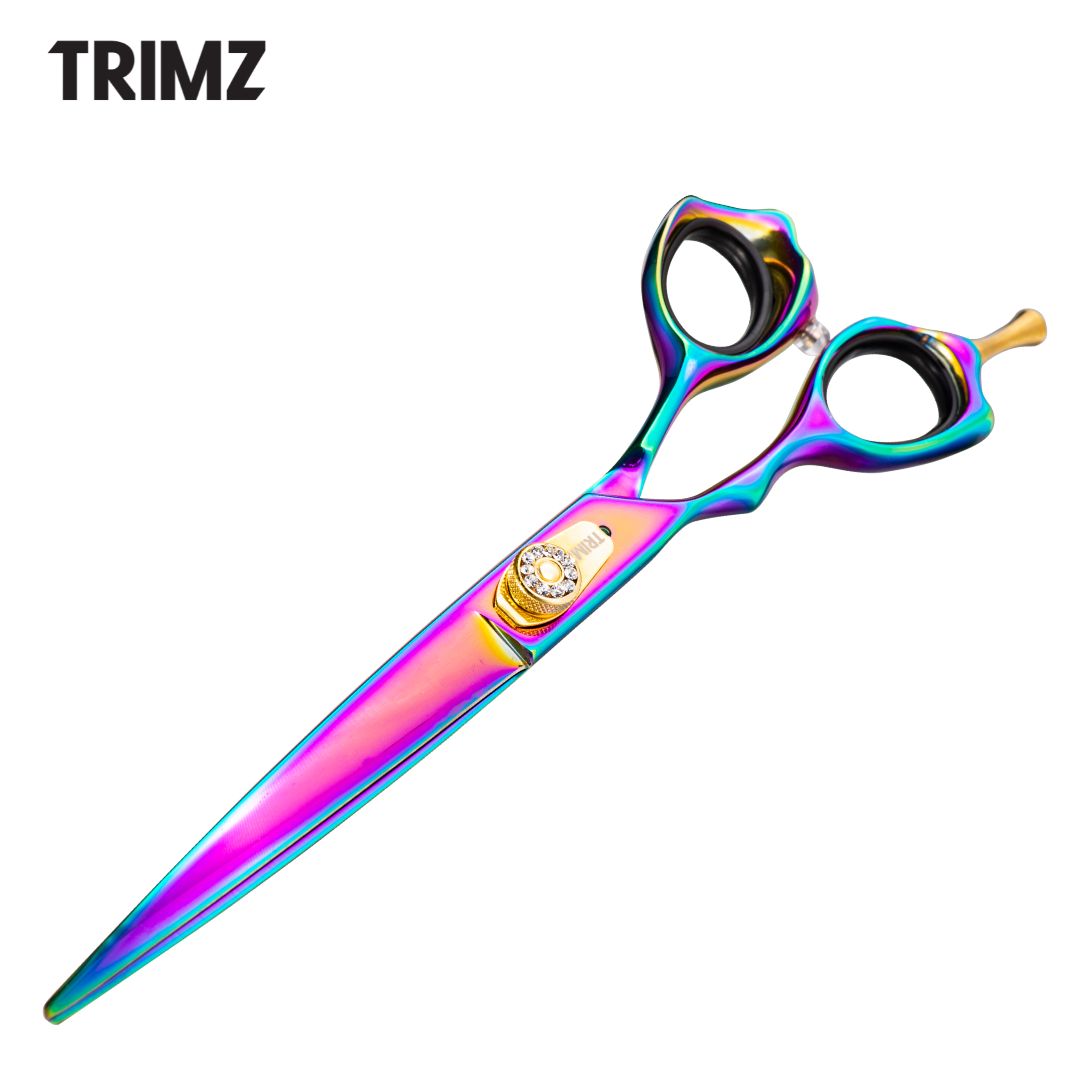 Trimz Left Handed Straight Scissor, 7inch, Rainbow