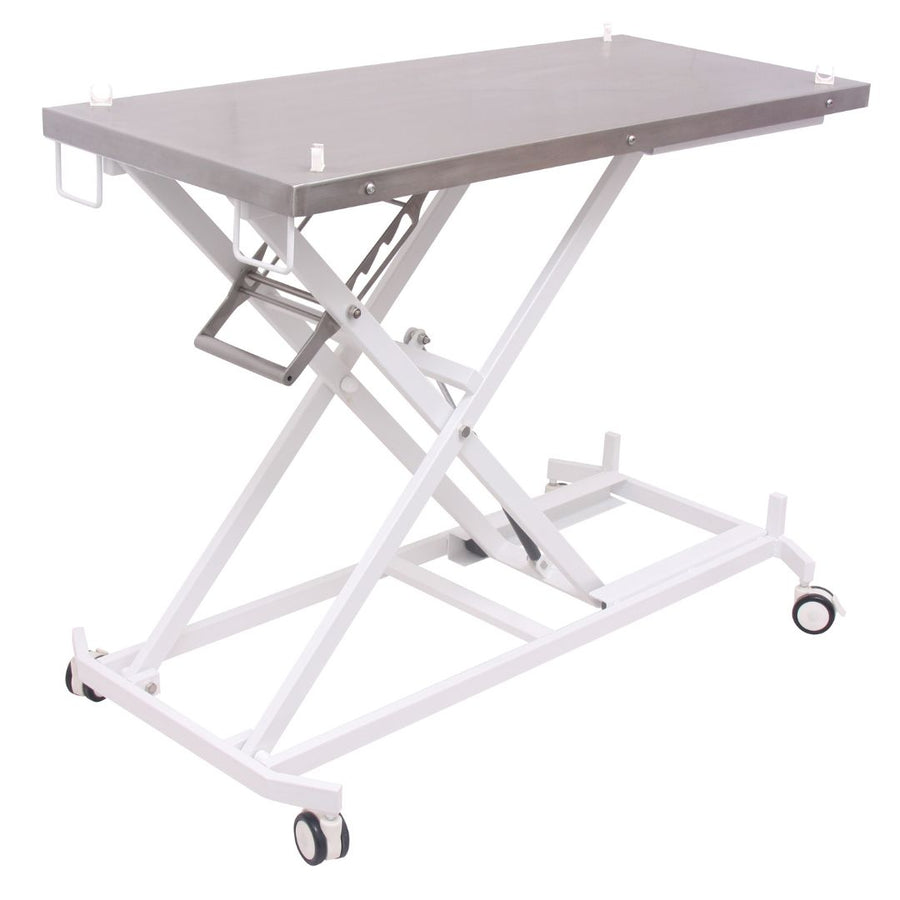 ABK Grooming: Aeolus FT-835 Portable Pet Transport Table: A veterinarian or animal handler using the Aeolus FT-835 Transportation Table with a pet securely positioned on the removable stretcher. (ABK Grooming, Aeolus FT-835, Portable Pet Transport Table, Removable Stretcher)