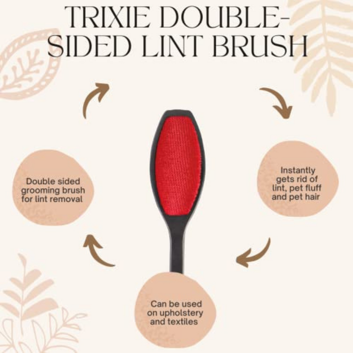 Trixie Lint Brush Easy Way to Clean of Pet Hair Double-Sided Black/Red