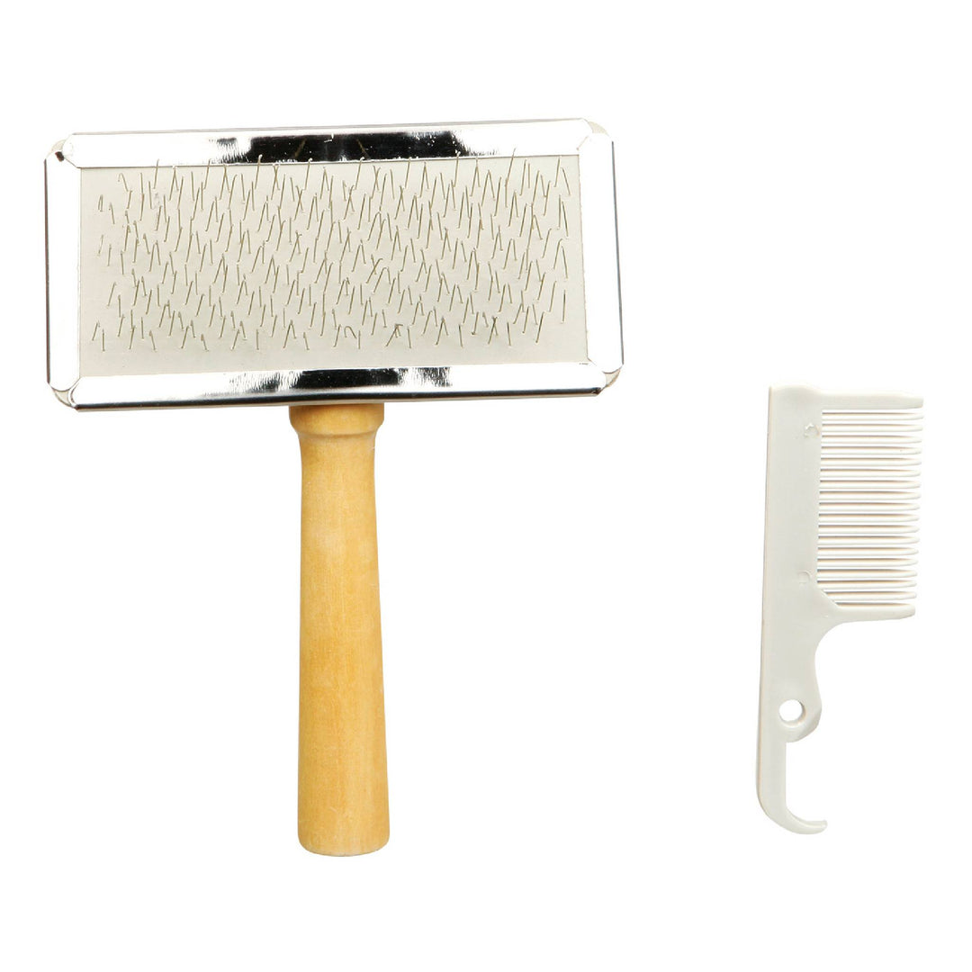 Dog/Cat Slicker Brush with Brush Cleaner - abkgrooming