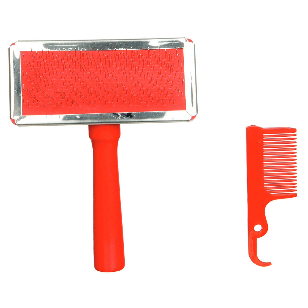 Dog/Cat Slicker Brush with Brush Cleaner - abkgrooming