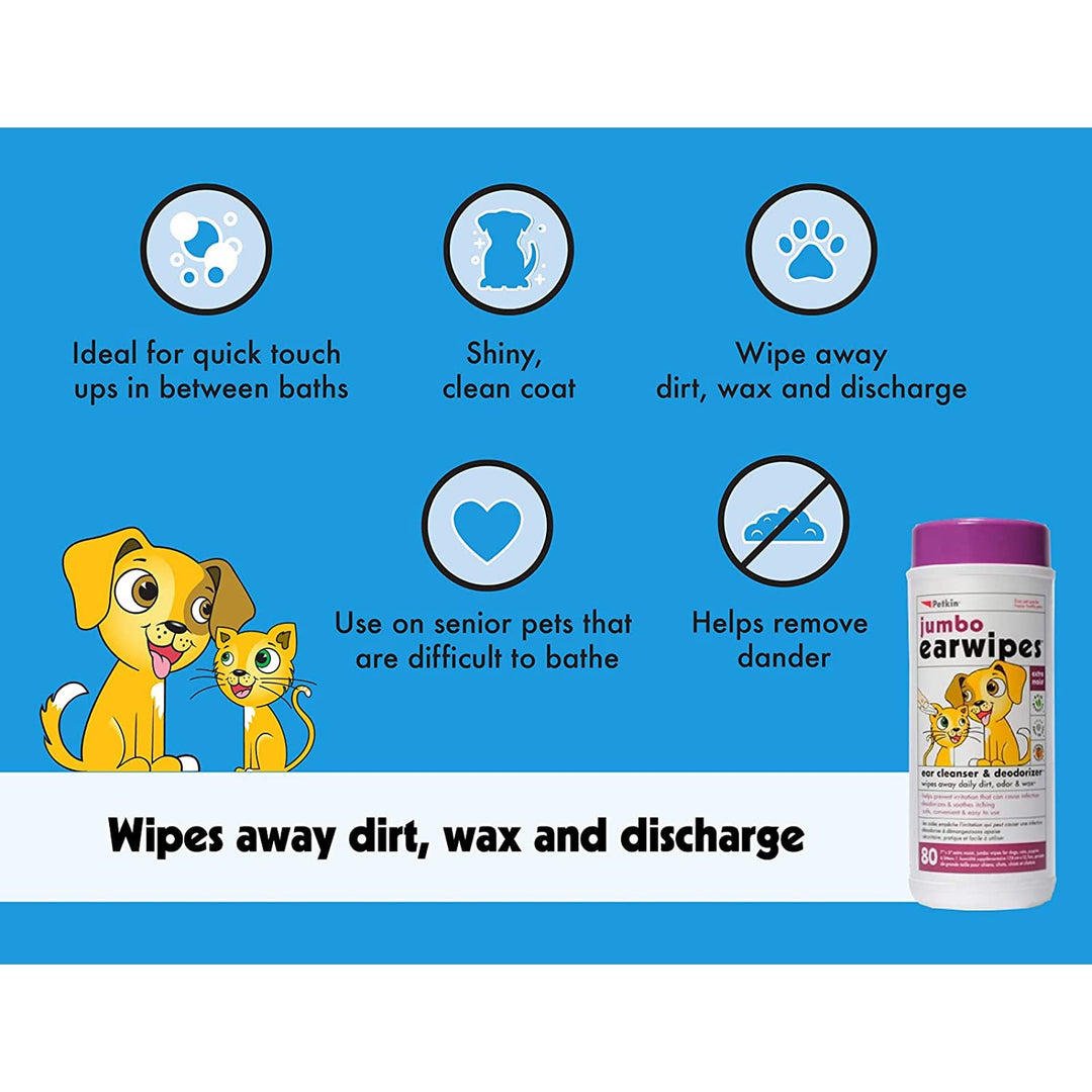 Petkin Ear Wipes for pets, 30 Pcs