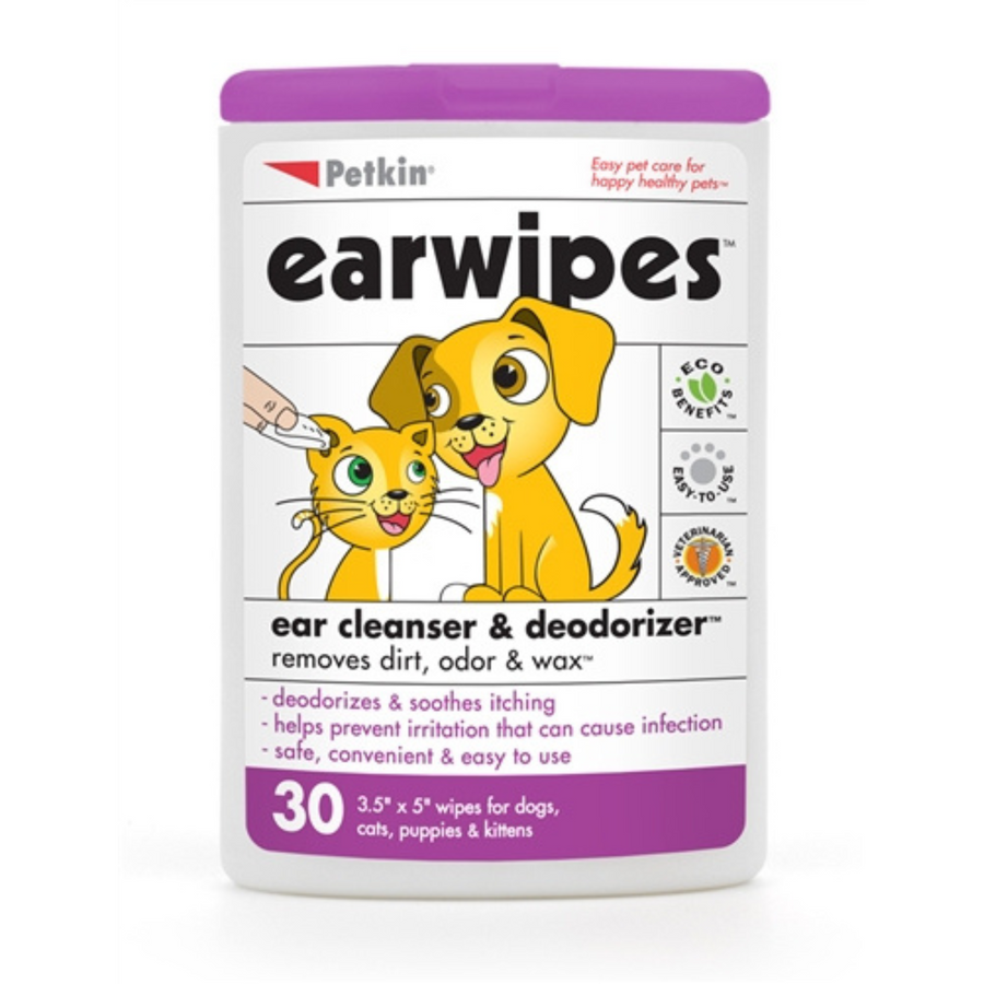 Petkin Ear Wipes for pets, 30 Pcs