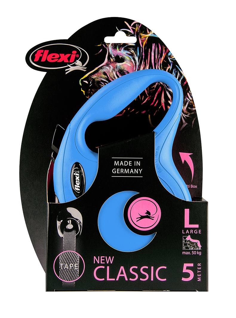 Flexi New Classic Automatic Dog Leash Pause and Lock Nylon Tape, Large