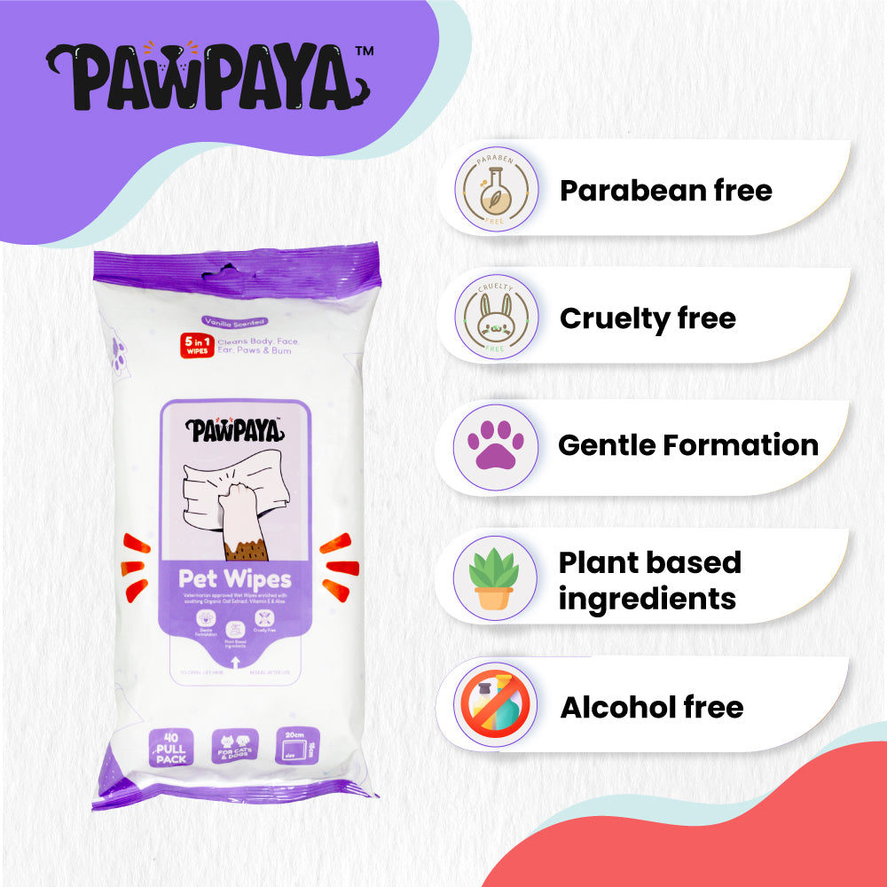 Remove dirt and odor, Gentle formulation, Soothing for dry skin, paraben free pet wipes, cruelty free pet wipes, plant-based ingredients pet wipes, Alcohol free wipes, pet grooming wipes, organic pet wipes, pet soft pet wipes.