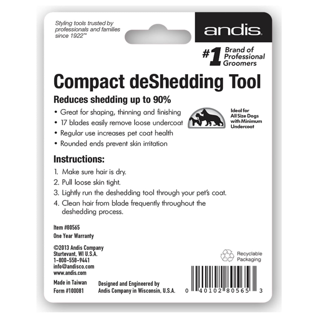 Andis 10" Steel Comb + Compact Deshedding Tool Combo